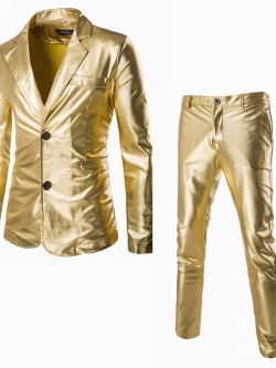 พร้อมเช่า สูทชาย สีทอง เมทัลลิก เซ็ท 2 ชิ้น