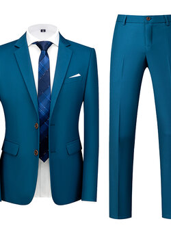 Pre-order เสื้อสูทชาย สีน้ำทะเล ทรงสลิม สไตล์เกาหลี