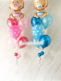 ลูกโป่ง Welcome Baby เด็กแฝด ช่อลูกโป่งฟอยล์เด็กทารก ช่อ 7 ลูก 2 ช่อ พร้อมตกแต่ง ลูกโป่งลายจุด 2 ลูก สามารถเปลี่ยนสีลูกโป่ง/เปลี่ยนฟอยล์ตกแต่งได้