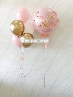 ลูกโป่ง วันเกิด ลูกโป่งยาง ขนาด 24" สี Dusk Pink 1 ลูก พร้อม ประดับโบว์จิ๋ว 6 ชิ้น,ช่อลูกโป่ง ช่อ 5 ลูก 1 ช่อ พร้อมตกแต่ง สามารถเปลี่ยนสีลูกโป่ง/เปลี่ยนข้อความ/เปลี่ยนขนาดได้