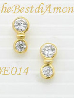 ชื่อสินค้า: ต่างหูเก๋ๆ เพชร 2เม็ดเรียงไล่มา ชุปทองแท้ 24 K รหัส BE014