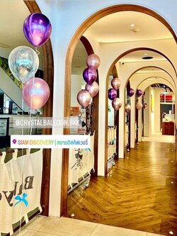 ลูกโป่ง เปิดงาน ช่อลูกโป่ง ช่อ 3 ลูก 18 ช่อ Theme สีม่วงโครเมี่ยม-ชมพูอ่อนโครเมี่ยม พร้อมตกแต่ง สามารถเปลี่ยนสีลูกโป่งได้