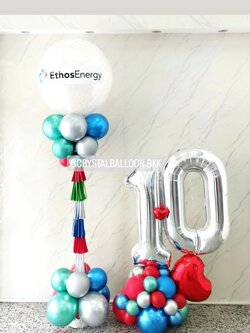 เสาลูกโป่ง เปิดงาน ลูกโป่งยาง ขนาด 36" สีขาว พร้อม ใสกลิตเตอร์ 1 เสา พร้อม ฟอยล์ตัวเลข ขนาด 40" ตั้งฐานคู่ 1 ชิ้น Theme Colorful พร้อมตกแต่ง สามารถเปลี่ยนสีลูกโป่ง/เปลี่ยนข้อความ/เปลี่ยนสี-ฟอยล์ตัวเลข/เปลี่ยนฟอยล์ตกแต่งได้