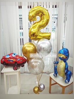 ลูกโป่ง วันเกิดเด็กชาย Theme รถแข่งลากจูง พร้อม ช่อลูกโป่ง ช่อ 6 ลูก 1 ช่อ,ฟอยล์ตัวเลข ขนาด 40" 1 ตัว,ฟอยล์ไดโนเสาร์ ตั้งพื้น 1 ตัว พร้อมตกเเต่ง สามารถเปลี่ยนสีลูกโป่ง/เปลี่ยนฟอยล์การ์ตูน/เปลี่ยนสี-ฟอยล์ตัวเลขได้