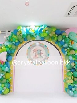 Organic Backdrop (ราคาไม่รวมฉาก) ลูกโป่งออแกรนิค 4 เมตร Theme เขียว พร้อมตกแต่ง สามารถเปลี่ยนสีลูกโป่ง/เปลี่ยนสี-ม่านฟอยล์/เปลี่ยนฟอยล์ตกแต่งได้