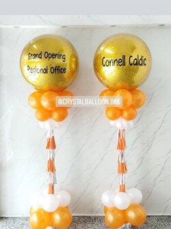 เสาลูกโป่ง เปิดร้าน Bubble ขนาด 36" กลิตเตอร์สีทอง 2 เสา พร้อมตกแต่ง สามารถเปลี่ยนสีลูกโป่ง/เปลี่ยนข้อความได้