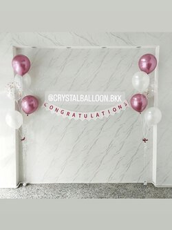 ลูกโป่ง แสดงความยินดี ช่อลูกโป่ง ช่อ 5 ลูก 2 ช่อ พร้อม ป้ายธง Congratulations 15 ตัวอักษร พร้อมตกแต่ง สามารถเปลี่ยนสีลูกโป่ง/เปลี่ยนข้อความ/เปลี่ยนสี-ป้ายธงได้