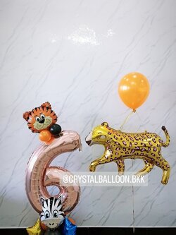 ลูกโป่ง วันเกิดเด็ก ฟอยล์ตัวเลข ขนาด 40" ตั้งฐาน 1 ชิ้น พร้อมตกแต่ง ฟอยล์เสือใหญ่ 1 ชิ้น สามารถเปลี่ยนสีลูกโป่ง/เปลี่ยนข้อความ/เปลี่ยนฟอยล์ตกแต่งได้