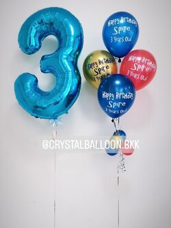 ลูกโป่ง วันเกิดเด็ก ช่อลูกโป่ง 5 ลูก 1 ช่อ พร้อมตกแต่ง ฟอยล์ตัวเลข ขนาด 40" 1 ชิ้น สามารถเปลี่ยนสีลูกโป่ง/เปลี่ยนข้อความ/เปลี่ยนสี-ฟอยล์ตัวเลขได้