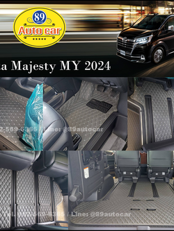 พรมปูพื้นรถ Toyota Majesty My 2024 ปูพรมVVIP สีเทาด้ายเทา เต็มคัน