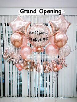 ลูกโป่ง เปิดงาน Bubble ขนาด 24" Theme สีโรสโกล พร้อมตกแต่ง ช่อลูกโป่งฟอยล์ดาว ขนาด 24" 2 ช่อ,ฟอยล์ตัวอักษร 8 ตัวอักษร สามารถเปลี่ยนสีลูกโป่ง/เปลี่ยนข้อความ/เปลี่ยนขนาดได้