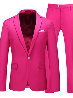 Pre-order เสื้อสูทชาย สีชมพู Hotpink รุ่นคลาสสิค ทรงสลิม