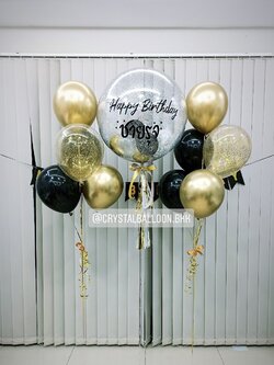 ลูกโป่ง วันเกิด Bubble ขนาด 24" พร้อม ช่อลูกโป่งโครเมี่ยม ช่อ 5 ลูก 2 ช่อ,ลูกโป่งใส ใส่กลิตเตอร์,ป้ายธง Happy Birthday 1 ชิ้น พร้อมตกเเต่ง สามารถเปลี่ยนสีลูกโป่ง/เปลี่ยนข้อความ/เปลี่ยนขนาด/เปลี่ยนสี-ป้ายธงได้