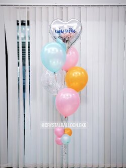 ลูกโป่ง วันเกิด ช่อลูกโป่ง ฟอยล์หัวใจ ขนาด 18" 1 ช่อ พร้อมตกแต่ง สามารถเปลี่ยนสีลูกโป่ง/เปลี่ยนข้อความ/เปลี่ยนสี-ฟอยล์ตกแต่งได้