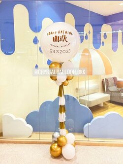 เสาลูกโป่ง เปิดร้าน ลูกโป่งยาง ขนาด 36" สีขาว พร้อมตกแต่ง สามารถเปลี่ยนสีลูกโป่ง/เปลี่ยนข้อความได้