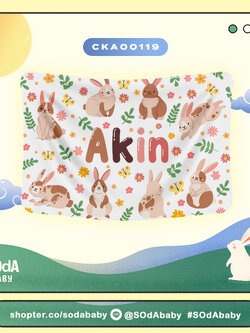 ผ้าห่มเด็ก ใส่ชื่อได้ Rabbit Cuties Collection รหัส CKA00119 #SOdAbaby #RabbitCutiesCollection