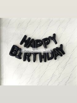 ฟอยล์ตัวอักษร ติดผนัง วันเกิด ฟอยล์ตัวอักษร Happy Birthday ขนาด 16" สีดำ 1 ชิ้น พร้อมตกแต่ง สามารถเปลี่ยนสี-ฟอยล์ตัวอักษรได้