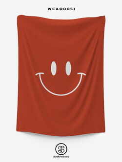 ผ้าติดผนัง ผ้าแขวนผนัง ผ้าตกแต่ง Smiley สีแดง WCA00051 #SOdAhome #WallCloth