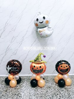 ลูกโป่ง Theme Halloween ตั้งฐาน 3 ชิ้น พร้อมตกแต่ง ฟอยล์ผีน้อย 1 ชิ้น สามารถเปลี่ยนสีลูกโป่ง/เปลี่ยนฟอยล์ตกแต่งได้