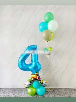 ลูกโป่ง วันเกิดเด็ก ฟอยล์ตัวเลข ขนาด 40" ตั้งฐาน 1 ชิ้น Theme รถ พร้อม ช่อลูกโป่ง ช่อ 5 ลูก 1 ช่อ พร้อมตกแต่ง สามารถเปลี่ยนสีลูกโป่ง/เปลี่ยนสี-ฟอยล์ตัวเลข/เปลี่ยนฟอยล์ตกแต่งได้