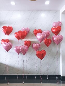 ลูกโป่ง Valentine's Day ฟอยล์หัวใจ ขนาด 18" ช่อ 2 ชิ้น 10 ช่อ พร้อมตกแต่ง สามารถเปลี่ยนสี-ฟอยล์ตกแต่งได้
