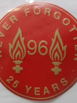 อาร์มสัญลักษณ์ ฟุตบอล สโมสรลิเวอร์พูล - 'Patch for the 96' ที่ระลึกครบรอบ 25 ปี โศกนาฏกรรมที่ฮิลส์โบโรห์ PLAYER SIZE ใหม่ / LIVERPOOL Football Club PLAYER SIZE Commemorative Football Patch/Badge - 'Patch for the 96' THE 25th ANNIVERSAR