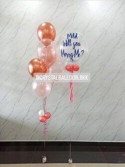 ลูกโป่ง Will You Marry Me? Bubble ขนาด 24" พร้อมตกแต่ง ช่อลูกโป่ง ช่อ 7 ลูก 1 ช่อ,ลูกโป่งใส ใส่กลิตเตอร์ สามารถเปลี่ยนสีลูกโป่ง/เปลี่ยนข้อความ/เปลี่ยนขนาดได้