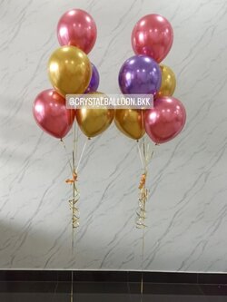 ลูกโป่ง แสดงความยินดี ช่อลูกโป่ง ช่อ 5 ลูก 2 ช่อ สีโครเมี่ยม คัลเลอร์ฟูล พร้อมตกแต่ง สามารถเปลี่ยนสีลูกโป่งได้