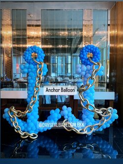Anchor Balloon สูง 180 ซม. 2 ชิ้น Theme สีฟ้า พร้อมตกแต่ง สามารถเปลี่ยนสีลูกโป่งได้