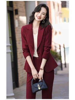 พร้อมเช่า สูทหญิง สูทสีเบอกันดี ทรงเข้ารูป สูทแฟชั่น