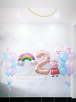 ลูกโป่ง วันเกิดเด็ก ช่อลูกโป่ง 7 ลูก 2 ช่อ พร้อม ฟอยล์ตัวเลข ขนาด 40" 1 ชิ้น พร้อมตกแต่ง ฟอยล์ Peppa Pig 1 ชิ้น,ฟอยล์สายรุ้งยิ้ม 1 ชิ้น สามารถเปลี่ยนสีลูกโป่ง/เปลี่ยนข้อความ/เปลี่ยนสี-ฟอยล์ตัวเลข/เปลี่ยนฟอยล์ตกแต่งได้