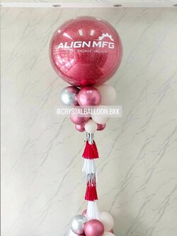 เสาลูกโป่ง เปิดงาน Bubble ขนาด 36" กลิตเตอร์สีแดง 1 เสา พร้อมตกแต่ง สามารถเปลี่ยนสีลูกโป่ง/เปลี่ยนข้อความได้