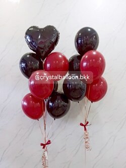 ลูกโป่งเกิด ช่อฟอยล์หัวใจ ขนาด 18" ช่อ 7 ลูก 1 ช่อ พร้อม ช่อลูกโป่ง ช่อ 5 ลูก 1 ช่อ Theme แดง - ดำ พร้อมตกแต่ง สามารถเปลี่ยนสีลูกโป่ง/เปลี่ยนข้อความ/เปลี่ยนสี-ฟอยล์ตกแต่งได้