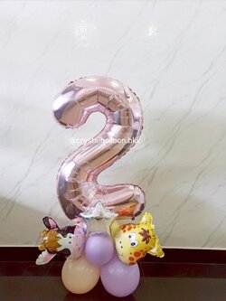 ลูกโป่ง วันเกิดเด็ก ตกแต่ง ฟอยล์ตัวเลขตั้งฐาน 40" 1 ชิ้น พร้อมตกแต่ง สามารถเปลี่ยนสีลูกโป่ง