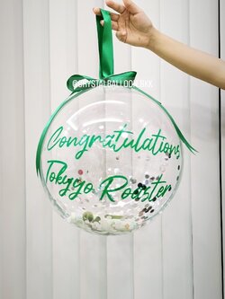 ลูกโป่ง แสดงความยินดี Bubble ขนาด 18" พร้อมตกแต่ง สามารถใส่เงินได้ 30 ใบ สามารถเปลี่ยนข้อความ/เปลี่ยนสีได้