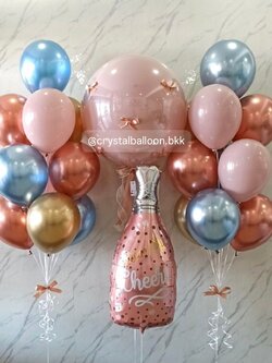 ลูกโป่ง แสดงความยินดี ลูกโป่งยาง ขนาด 24" สี Dusk Pink 1 ลูก พร้อมตกแต่ง ช่อลูกโป่ง ช่อ 10 ลูก 2 ช่อ สีโครเมี่ยม ฟอยล์แชมเปญ พร้อมตกแต่ง สามารถเปลี่ยนสีลูกโป่ง/เปลี่ยนข้อความ/เปลี่ยนขนาดได้