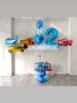 ลูกโป่ง วันเกิดเด็ก ช่อลูกโป่งฟอยล์หัวใจ ช่อ 10 ลูก 1 ช่อ พร้อม ฟอยล์ตัวเลข ขนาด 40" เเบบลอย 1 ชิ้น พร้อม ฟอยล์เครื่องบิน เเบบลอย 1 ชิ้น พร้อม ฟอยล์รถ เเบบลอย 3 ชิ้น พร้อม ฟอยล์รถไฟ ตั้งฐาน 1 ชิ้น พร้อมตกเเต่ง สามารถเปลี่ยนสีลูกโป่ง/เปลี่ยนข้อความ/เป