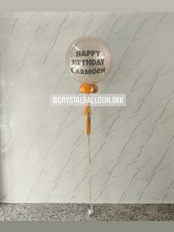 ลูกโป่ง วันเกิด Bubble ขนาด 24" กลิตเตอร์สีแชมเปญ พร้อมตกแต่ง สามารถเปลี่ยนสีลูกโป่ง/เปลี่ยนข้อความ/เปลี่ยนขนาดได้