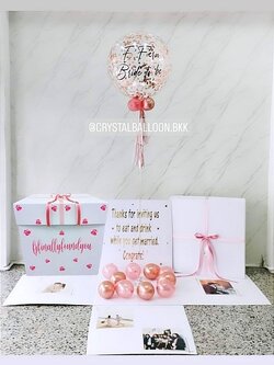 Bride To Be Surprised Box Bubble 24" คอนเฟตติสีโรสโกลด์ พร้อมตกแต่ง สามารถใส่รูปได้ 4 รูป สามารถเปลี่ยนสีลูกโป่ง/เปลี่ยนข้อความได้