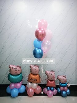 ลูกโป่ง วันเกิดเด็ก Theme ฟอยล์ Peppa Pig ตั้งฐาน 4 ชิ้น พร้อมตกแต่ง ช่อลูกโป่ง 7 ลูก 1 ช่อ สามารถเปลี่ยนสีลูกโป่ง/เปลี่ยนข้อความ/เปลี่ยนฟอยล์ตกแต่งได้