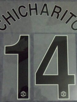 ชุดชื่อและเบอร์ติดเสื้อฟุตบอล #14 ชิชาร์ริโต้ สโมสรแมนเชสเตอร์ ยูไนเต็ด (ชุดเหย้า UCL Final London 2011) PLAYER SIZE ใหม่ / #14 CHICHARITO MANCHESTER UNITED Football Club (Home UCL Final London 2011) PLAYER SIZE Name and Number Set NEW