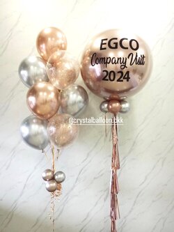 ลูกโป่ง เปิดงาน ลูกโป่งยาง ขนาด 36" สีแชมเปญโกลด์ 1 ลูก พร้อม ช่อลูกโป่ง ช่อ 10 ลูก 1 ช่อ พร้อมตกแต่ง สามารถเปลี่ยนสีลูกโป่ง/เปลี่ยนข้อความ/เปลี่ยนขนาดได้