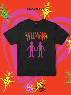 เสื้อยืด พิมพ์ลาย HUMAN สีดำ CEA00206 #เสื้อ #เสื้อยืด #Yeedin