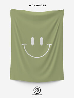 ผ้าติดผนัง ผ้าแขวนผนัง ผ้าตกแต่ง Smiley สีเขียว WCA00055 #SOdAhome #WallCloth