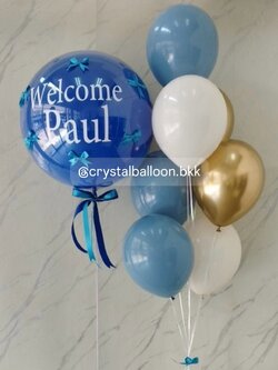 ลูกโป่ง Welcome Baby ลูกโป่งยาง ขนาด 24" สีน้ำเงิน 1 ลูก พร้อม ประดับโบว์จิ๋ว 6 ชิ้น,ช่อลูกโป่ง ช่อ 7 ลูก 1 ช่อ พร้อมตกแต่ง สามารถเปลี่ยนสีลูกโป่ง/เปลี่ยนข้อความ/เปลี่ยนขนาดได้