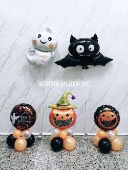 ลูกโป่ง Theme Halloween ตั้งฐาน 3 ชิ้น พร้อมตกแต่ง ฟอยล์ค้างคาว 1 ชิ้น,ฟอยล์ผีน้อย 1 ชิ้น สามารถเปลี่ยนสีลูกโป่ง/เปลี่ยนฟอยล์ตกแต่งได้