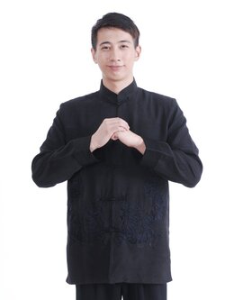 Pre-order ชุดจีน เสื้อจีนชาย แขนยาว สีดำ