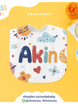 ผ้าซับน้ำลาย ลาย Sunny📌ใส่ชื่อได้ รหัส DBA00008 #SOdAbaby