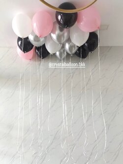 ลูกโป่ง วันเกิด ลูกโป่งลอยฝ้า 15 ลูก Theme สีดำ-ชมพูพาสเทล-เงิน พร้อมตกแต่ง สามารถเปลี่ยนสีลูกโป่งได้