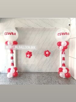 เสาลูกโป่ง เปิดงาน Bubble ขนาด 36" กลิตเตอร์สีขาว 2 เสา พร้อม ริบบิ้นตัดเปิดงาน 1 ท่าน พร้อมตกแต่ง สามารถเปลี่ยนสีลูกโป่ง/เปลี่ยนข้อความได้